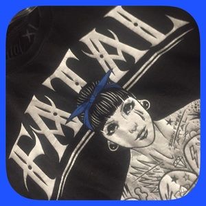 Fatal Clothing - Born Free - HTF Blue Bandana Tattoo Girl - Sleeveless Unisex